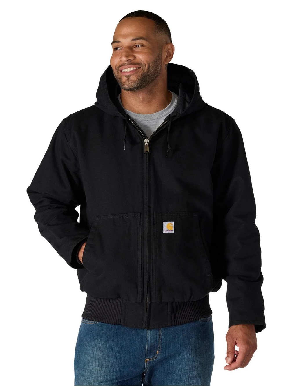 Carhartt firm duck active in Black Hooded Work Jacket Size Large